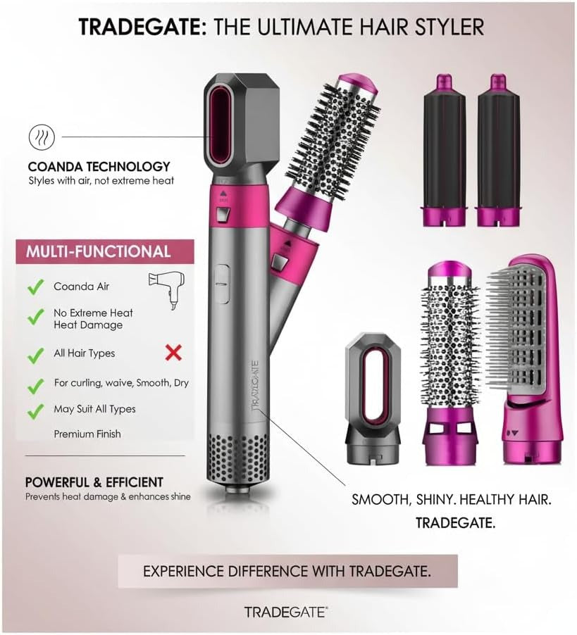 Hair Curling & Styling Brush – 5 in 1 Ionic Hair Styler