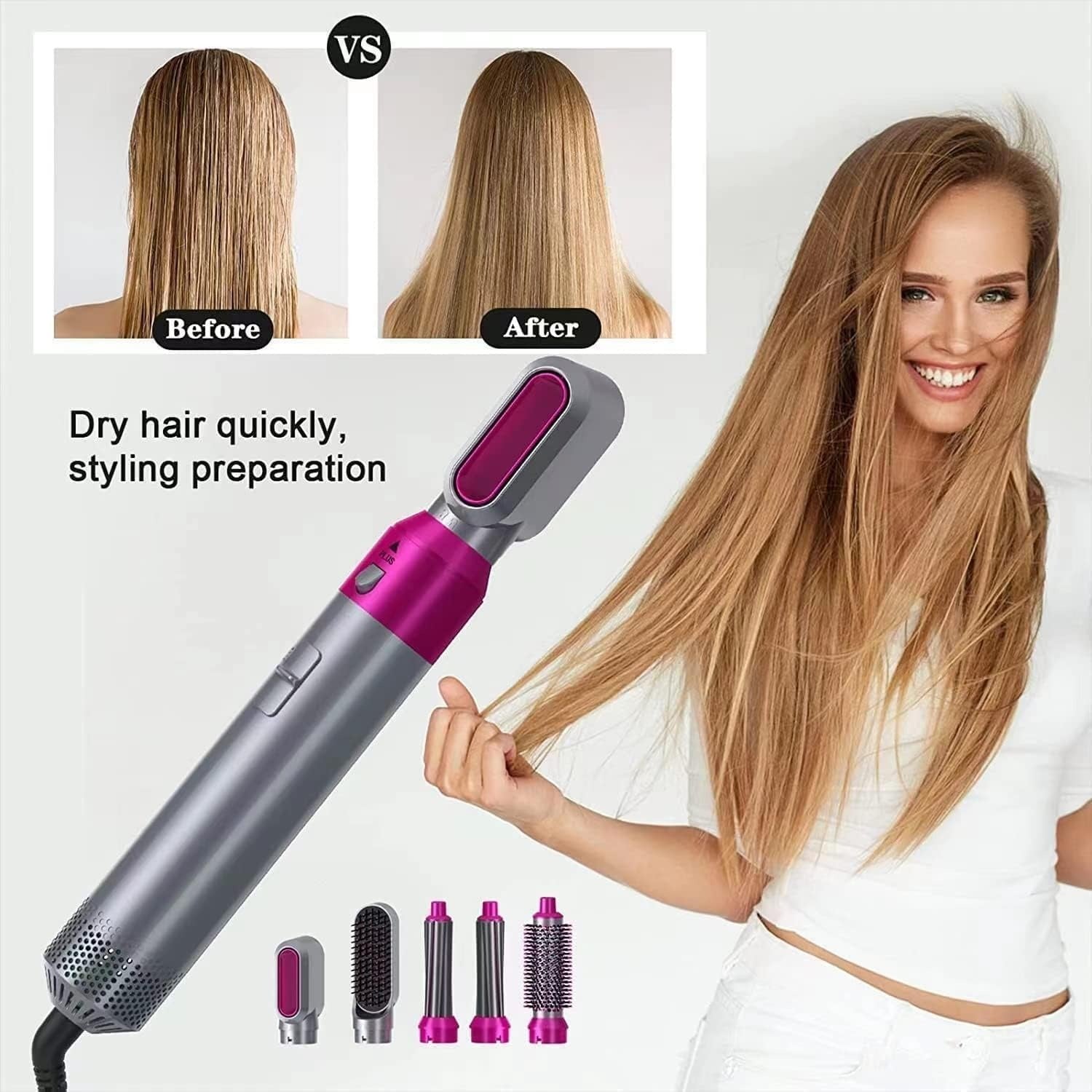 Hair Curling & Styling Brush – 5 in 1 Ionic Hair Styler